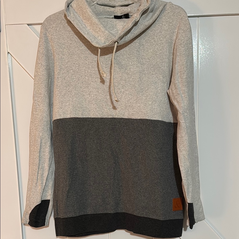 Gray Cowl Neck Sweater in Soft Knit